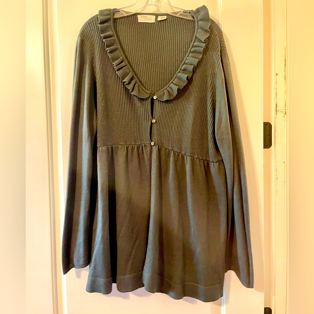 Allison Brittney Gray Babydoll Cardigan 1x